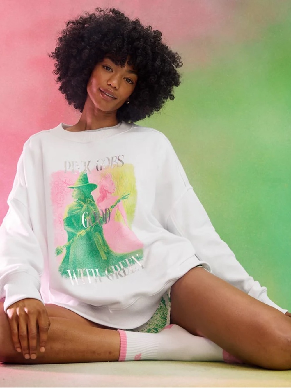 Aerie x Wicked Big Chill oversized Crew Sweatshirt size xxs